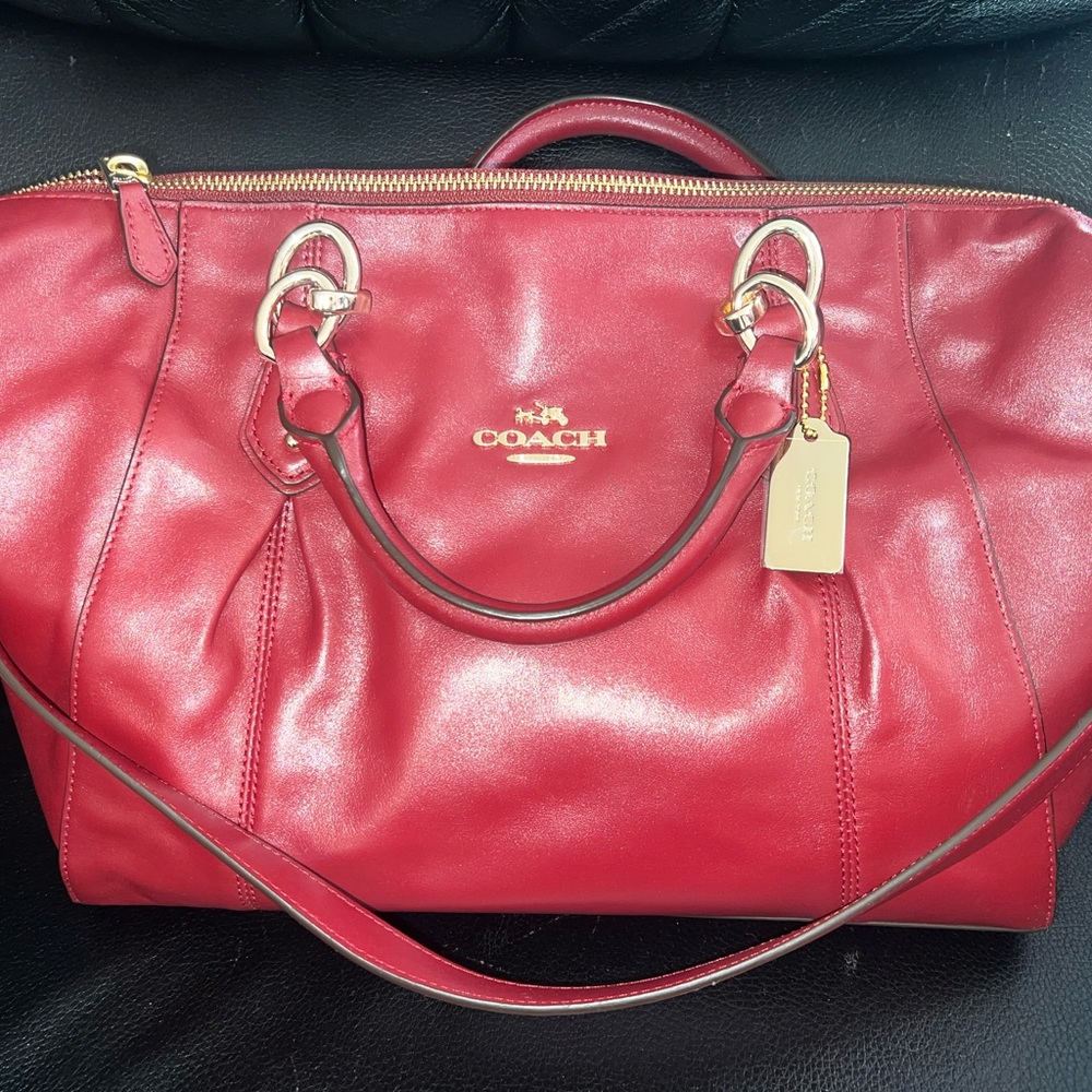 Crimson red coach Satchel purse